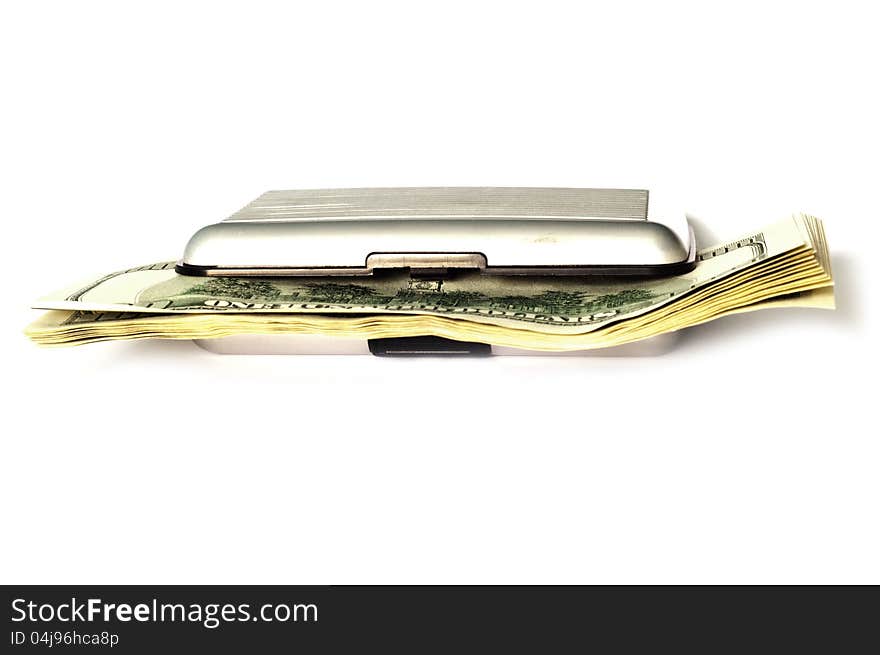 Image of wallet with tickets isolated on a white background. Image of wallet with tickets isolated on a white background