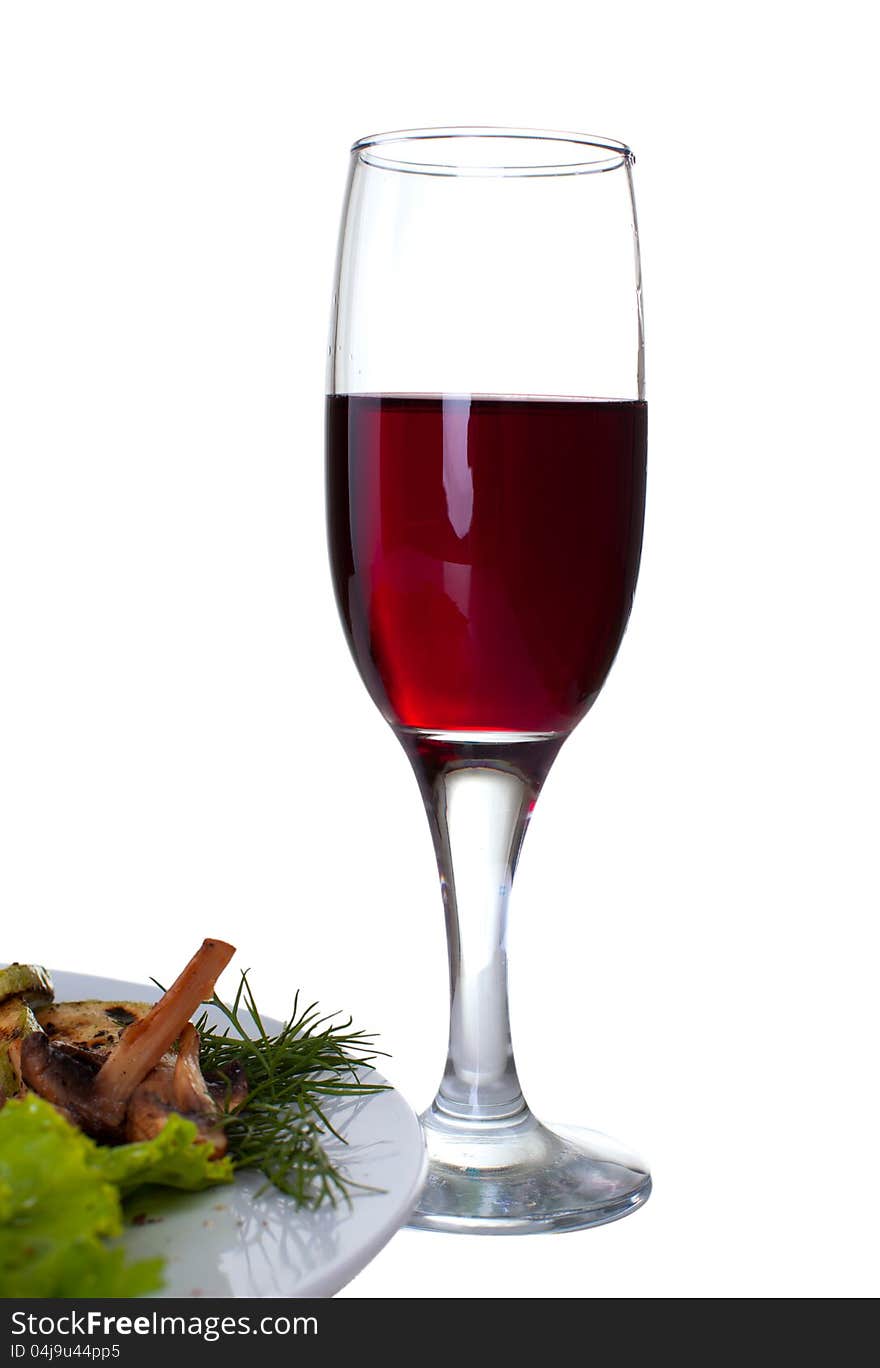 Red wine wineglass isolated on white