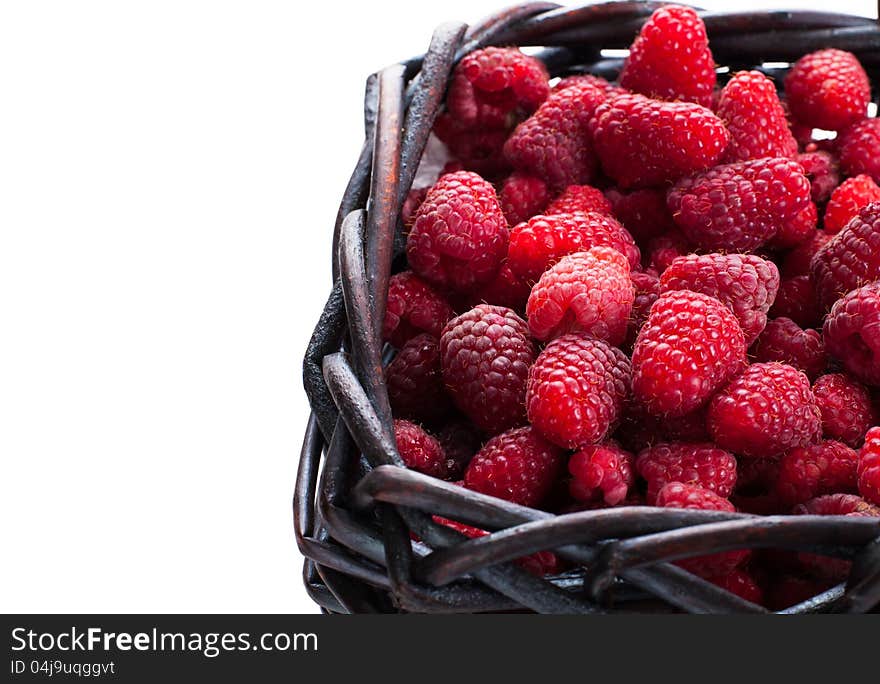 Raspberry In Wood Basket