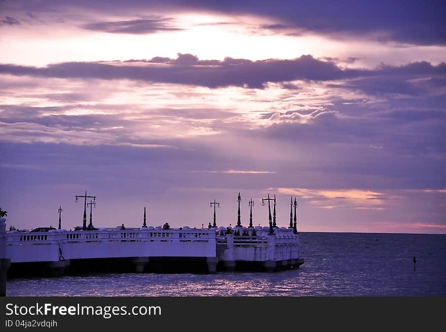 Dusk at sea viewpoint, Lamtan cape, Bansaen Cholburi Thailand