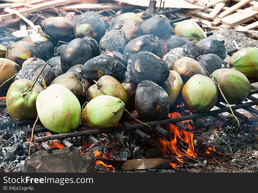 Burnt coconuts