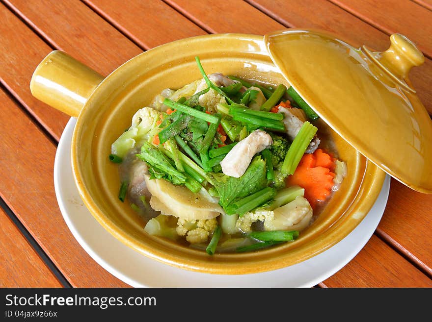 Baked fish with vegetables,Thai food