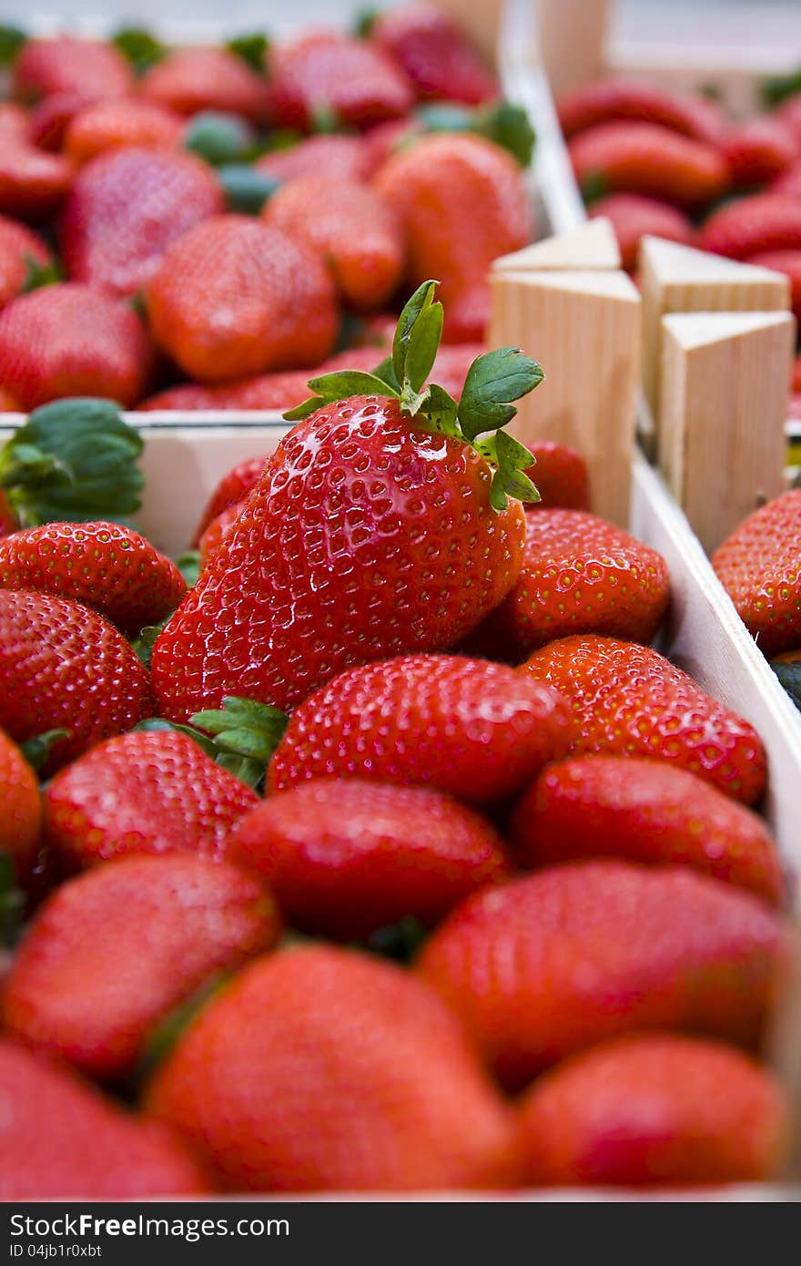 Strawberries in boxes