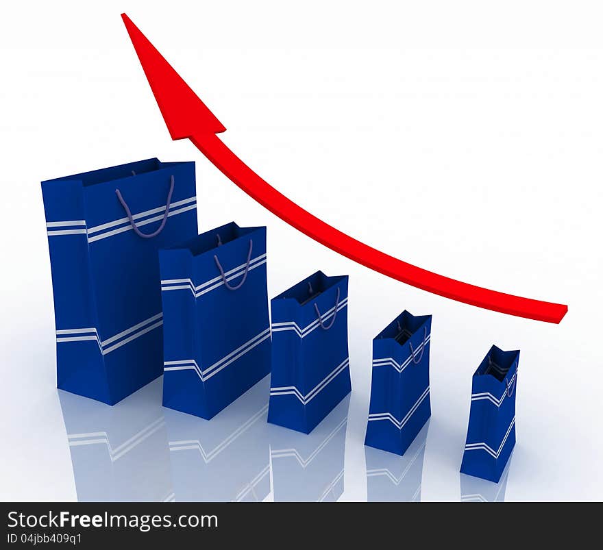 Sales growth chart. Presenting a getting better economy and increase of business income from the sale of commodities and services.