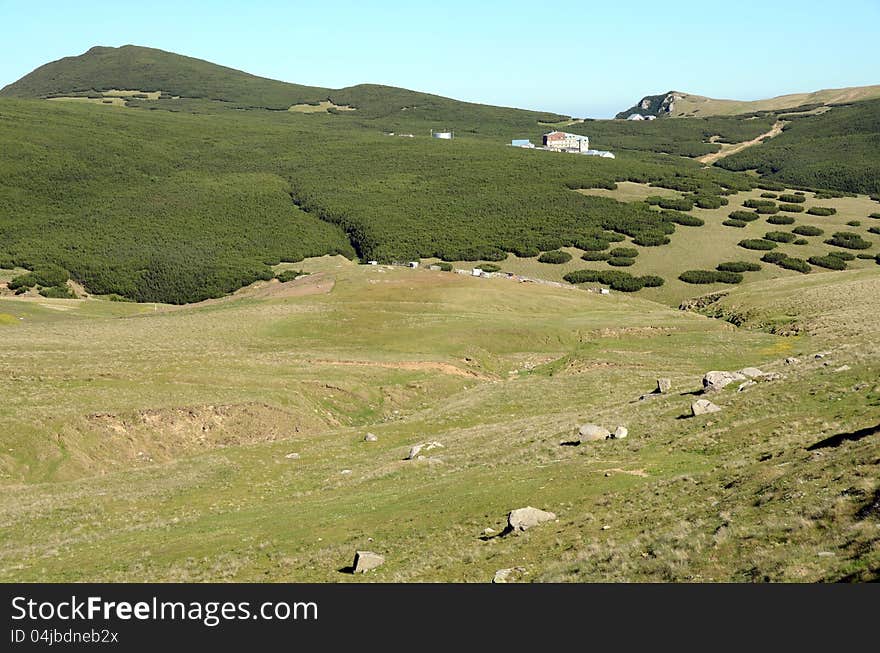 Accommodation in mountain cottage Piatra Arsa (Burned Stone) in Bucegi chain of Carpathian mountains in Dambovita county of Romania. Accommodation in mountain cottage Piatra Arsa (Burned Stone) in Bucegi chain of Carpathian mountains in Dambovita county of Romania.