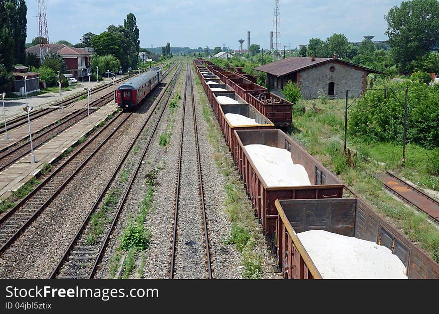 Train station Titu - a city at 50 km far from Bucharest in Romania, which is an inportant knot of train traffic