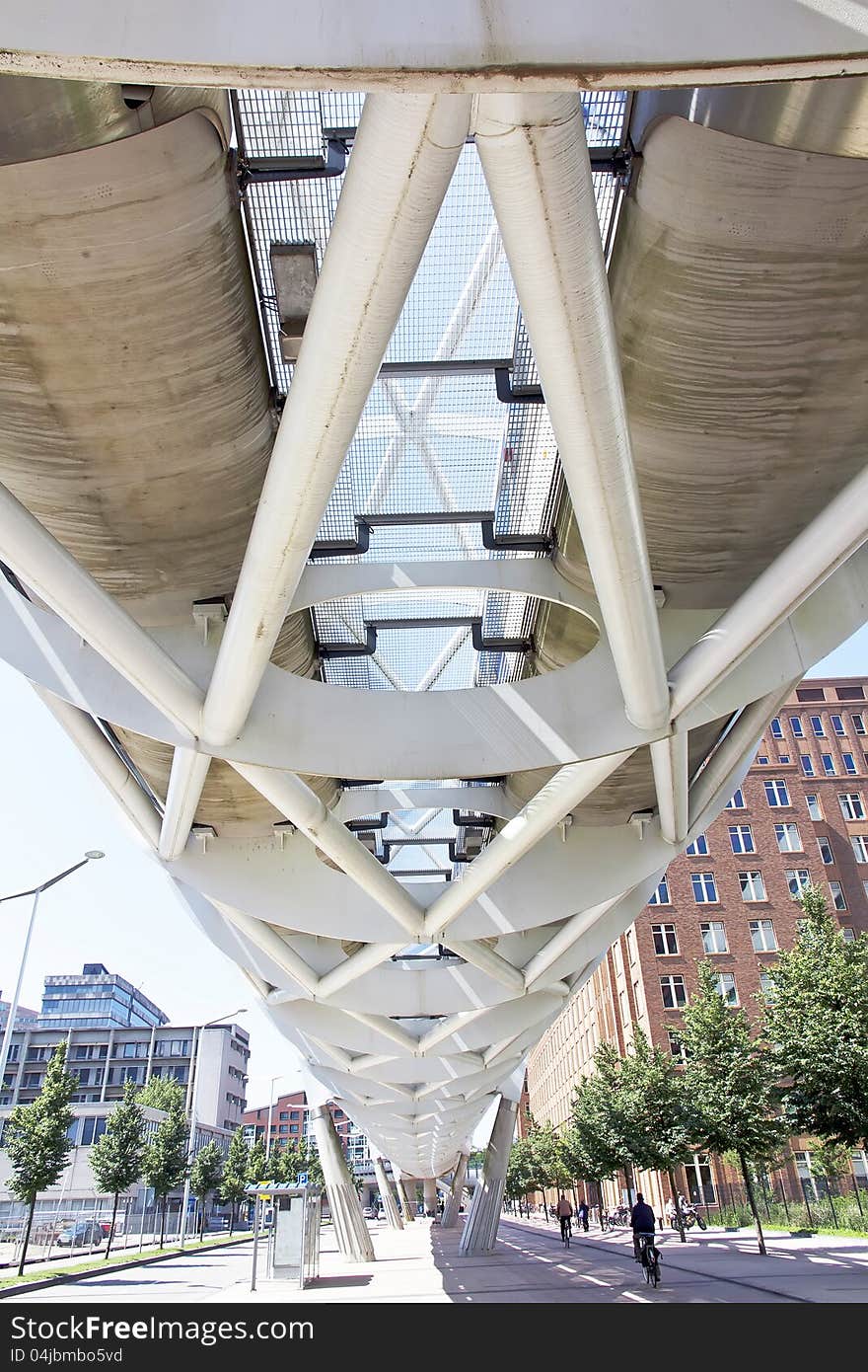 Aerial railroad of BeatrixKwartier tram station, The Hague, Netherlands. Aerial railroad of BeatrixKwartier tram station, The Hague, Netherlands