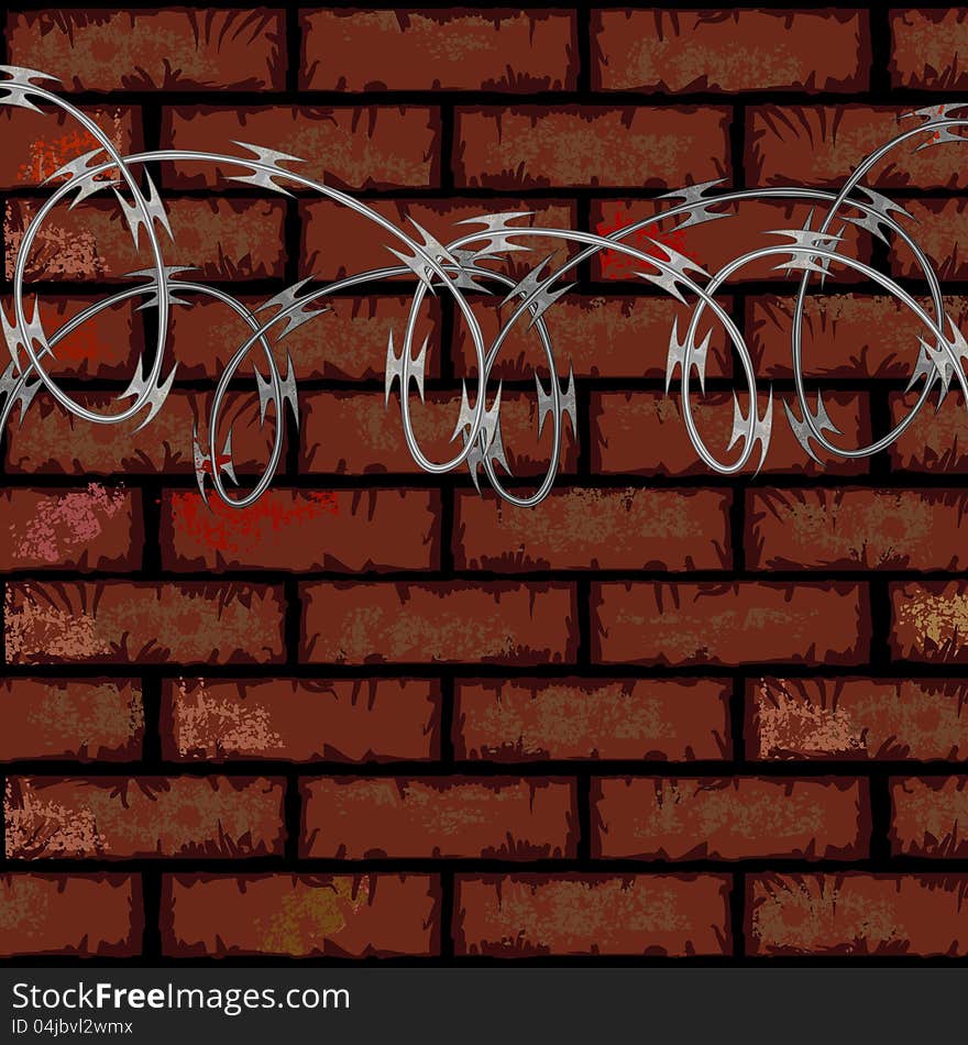 Brick wall and razor wire