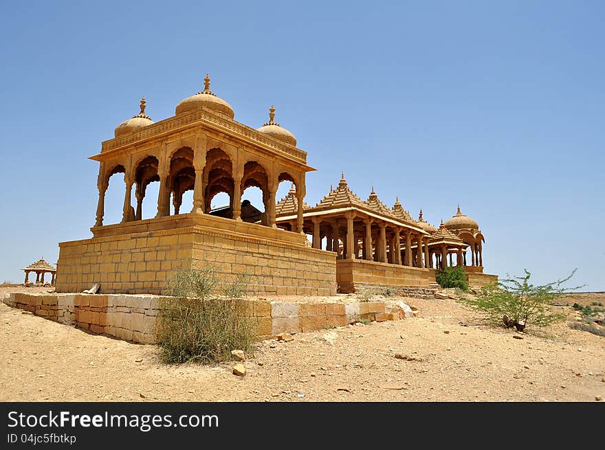 Royal memorials in the deserts of Rajasthan in India. Royal memorials in the deserts of Rajasthan in India