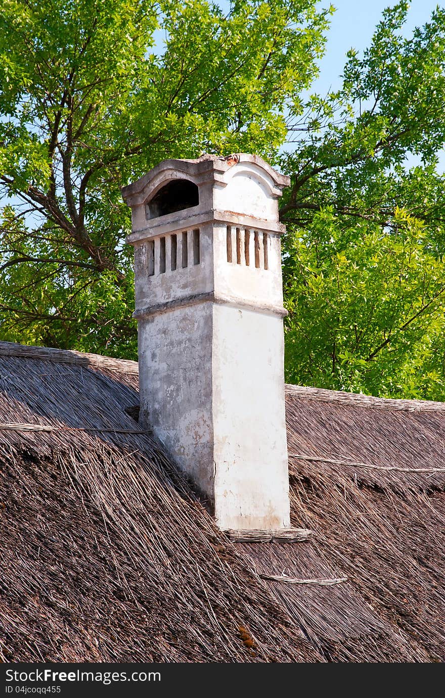 Old Chimney On A Farmhouse