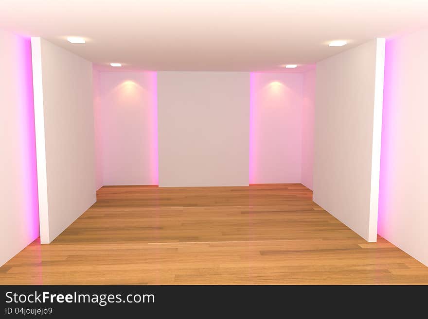 Home interior rendering with empty room color wall and decorated with wooden floors. Home interior rendering with empty room color wall and decorated with wooden floors.