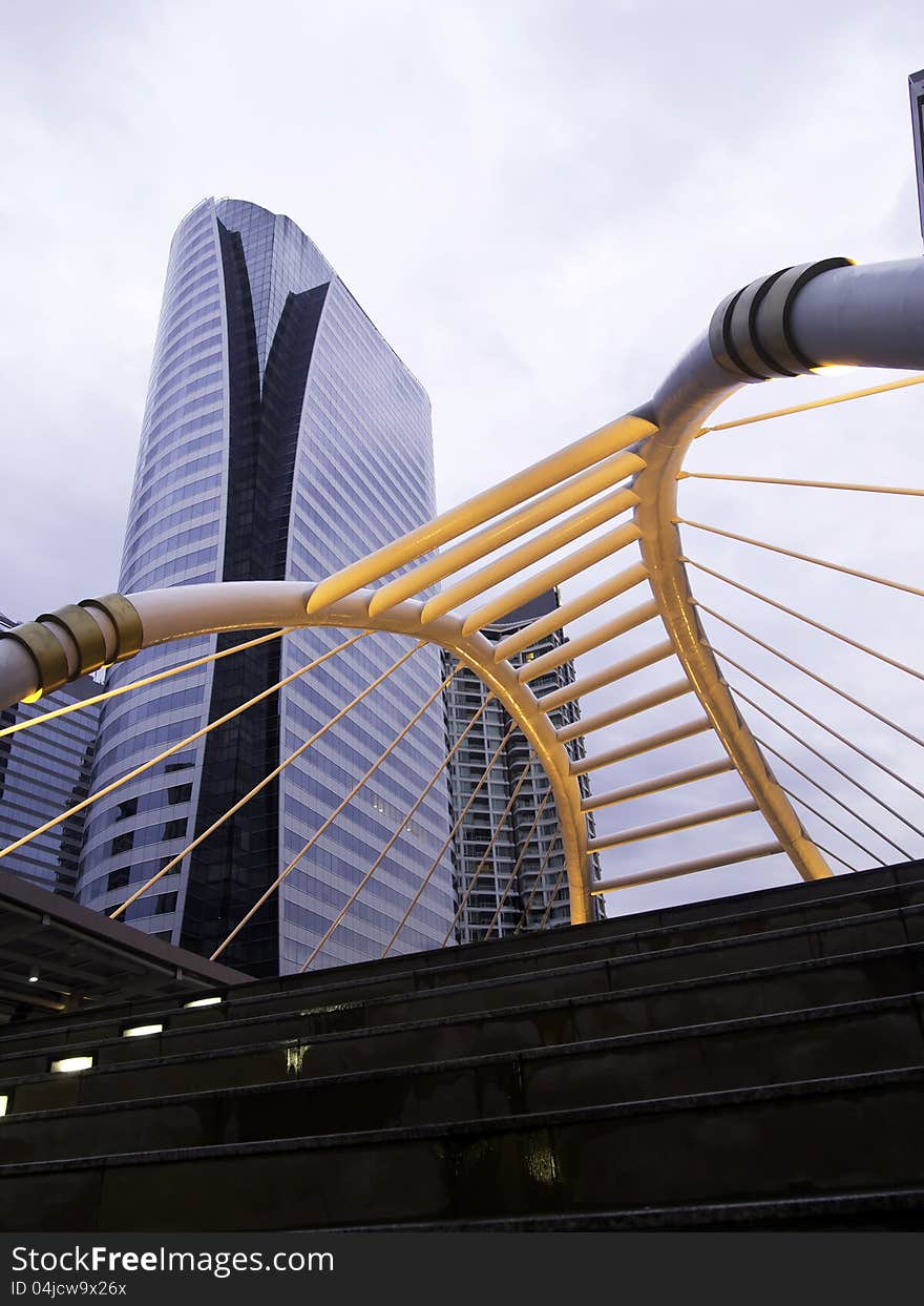 Pubic skywalk at bangkok downtown square