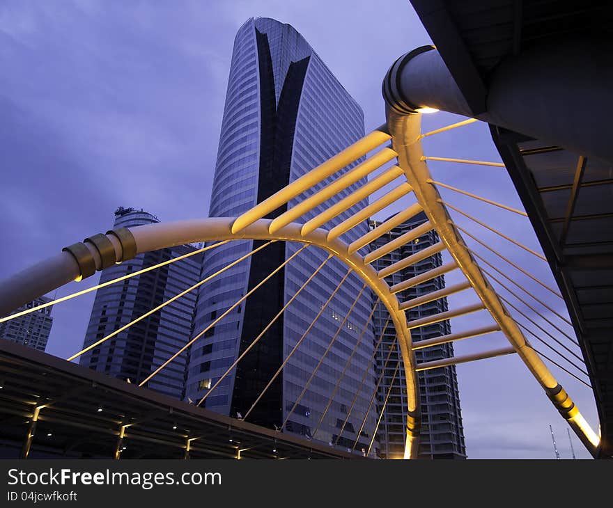 Pubic skywalk at bangkok downtown square