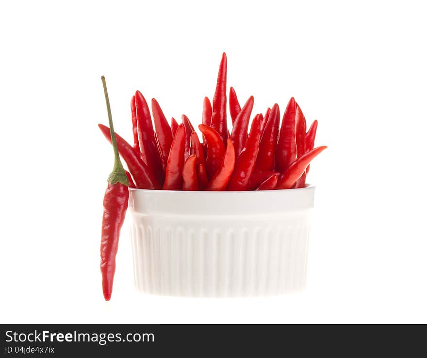 Red chili peppers in a bowl