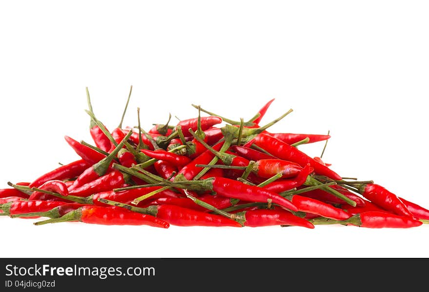 Red chili peppers isolated on white background