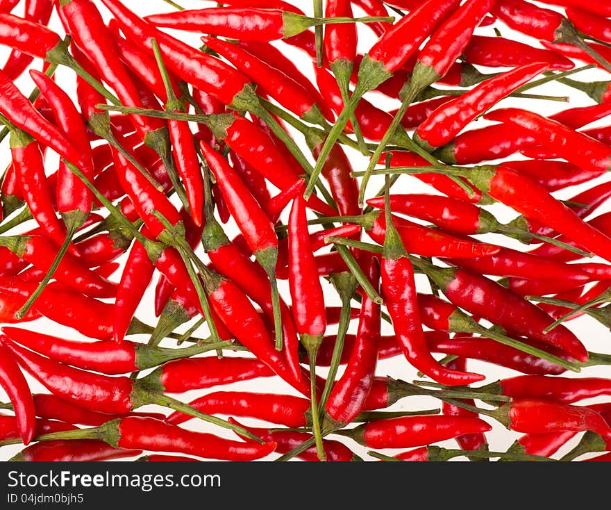 Red chili peppers on white background