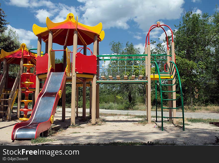 Russian children's playground without children. Russian children's playground without children