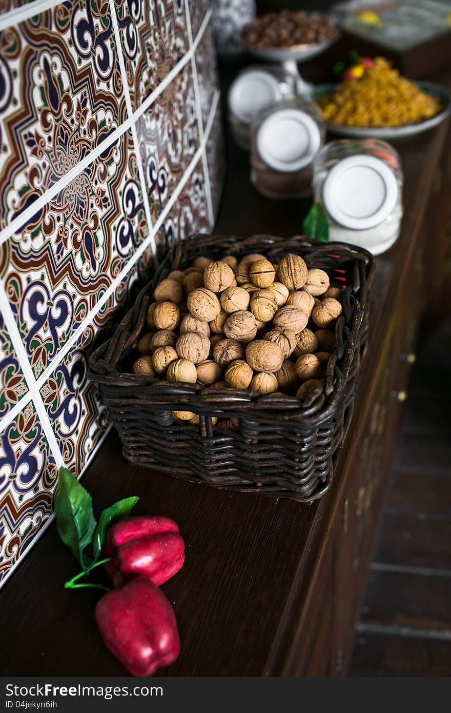 Walnut in basket