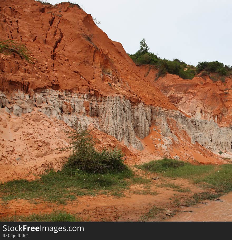 Red River is formed by the smearing of red sand, Vietnam, Southeast Asia