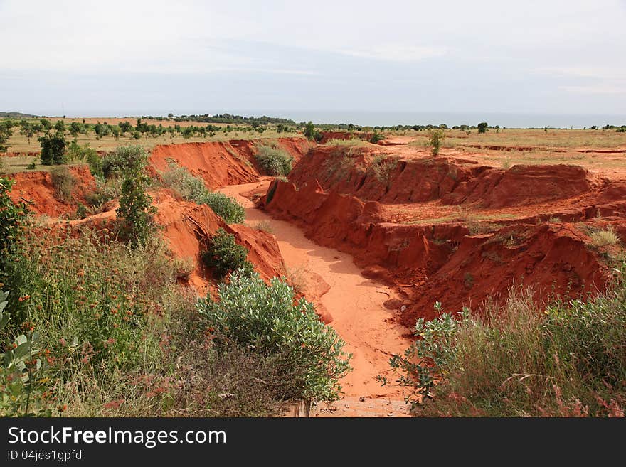 Red River is formed by the smearing of red sand, Vietnam, Southeast Asia