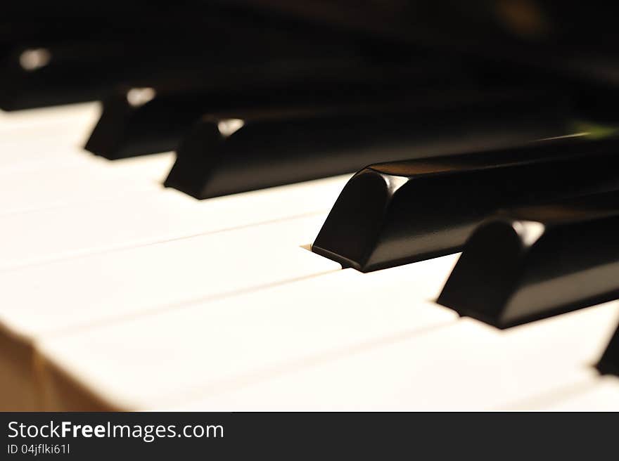 Close-up of the piano keys