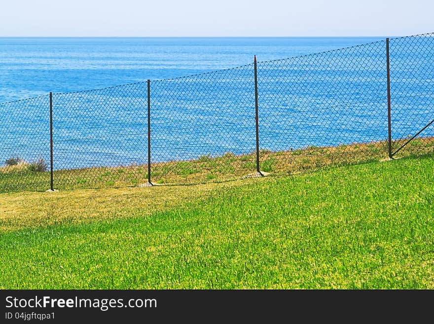 Access is prohibited to the sea fence. Portugal.