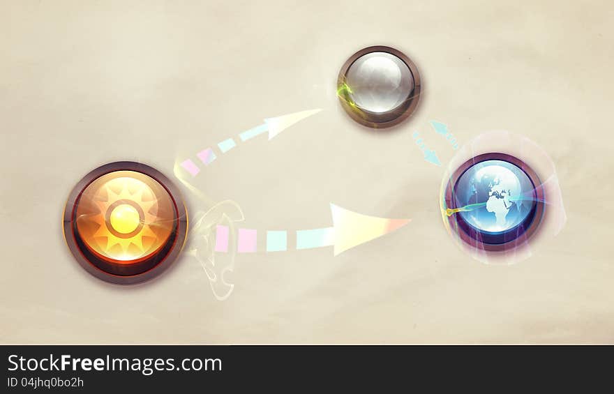 Abstract illustration of the Sun, Earth and Moon planets. Abstract illustration of the Sun, Earth and Moon planets.