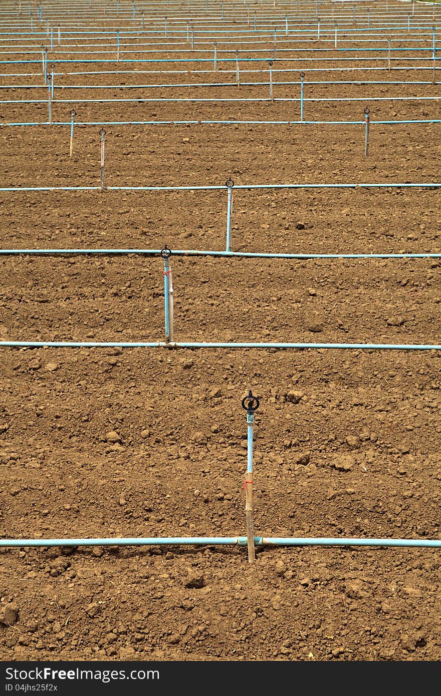 Ready to plant plow land and irrigation system