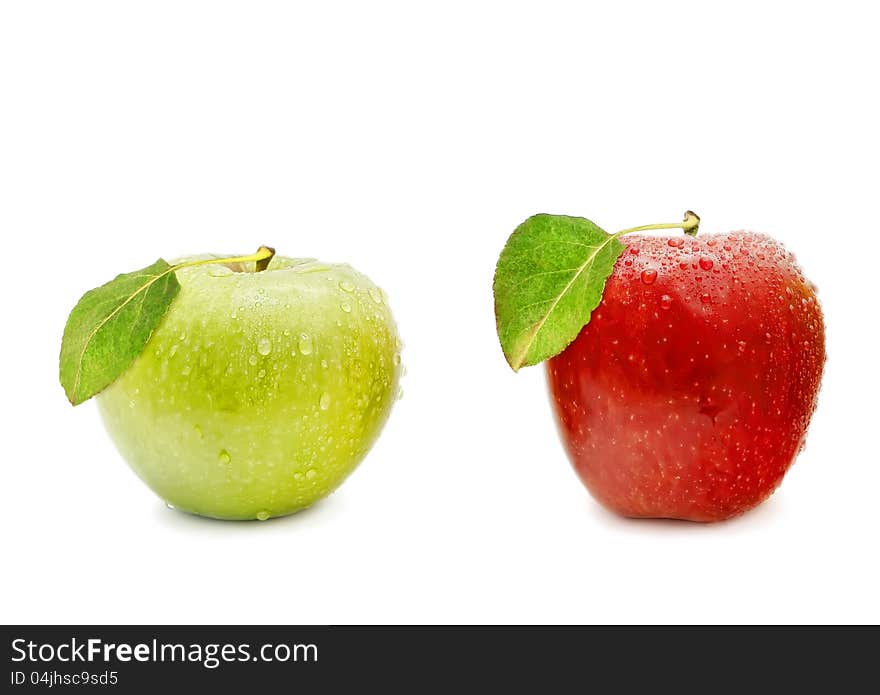 Two apples: green and red isolated on a white background. Two apples: green and red isolated on a white background