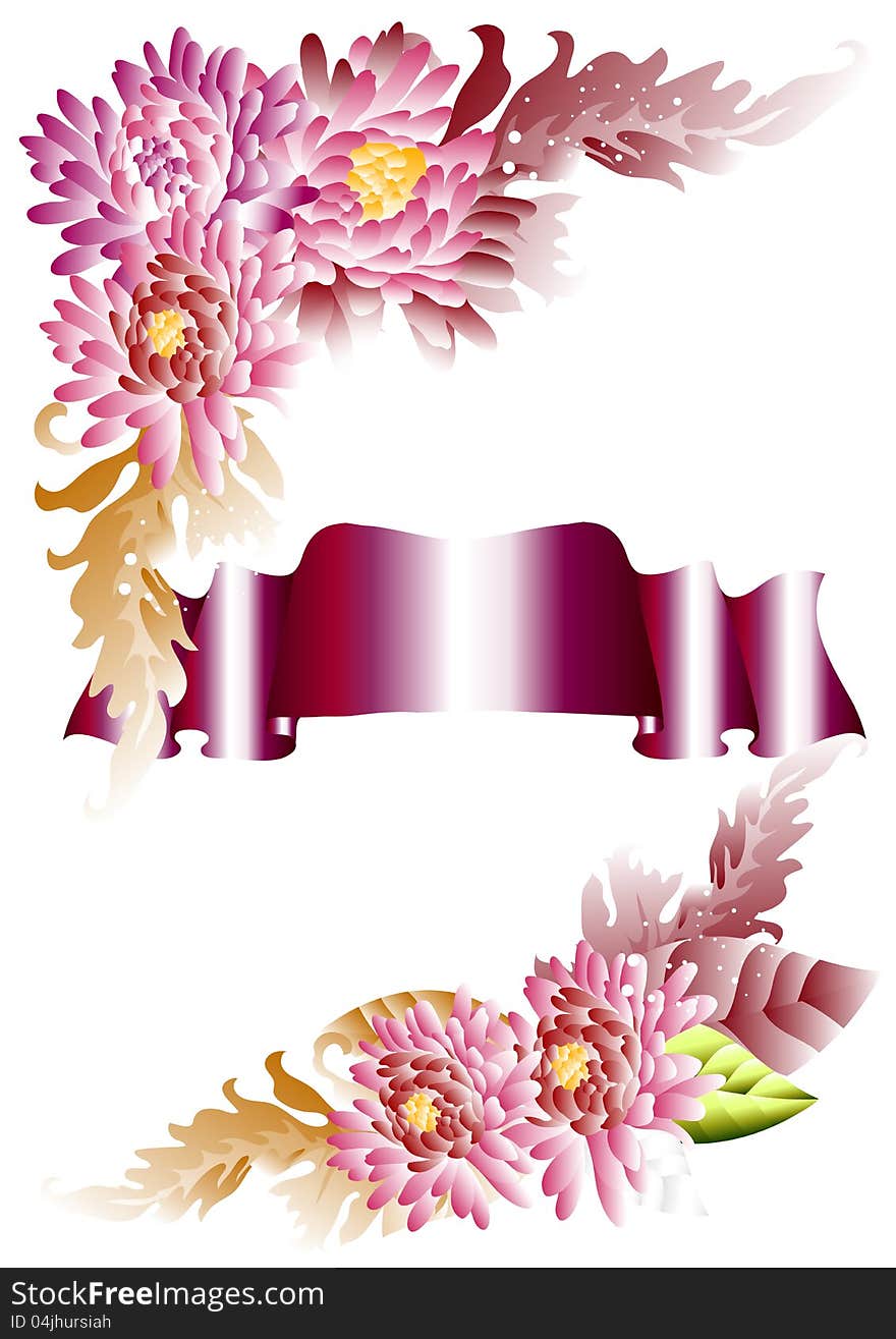 Floral banner for your design. Banner for design. Floral banner for your design. Banner for design.