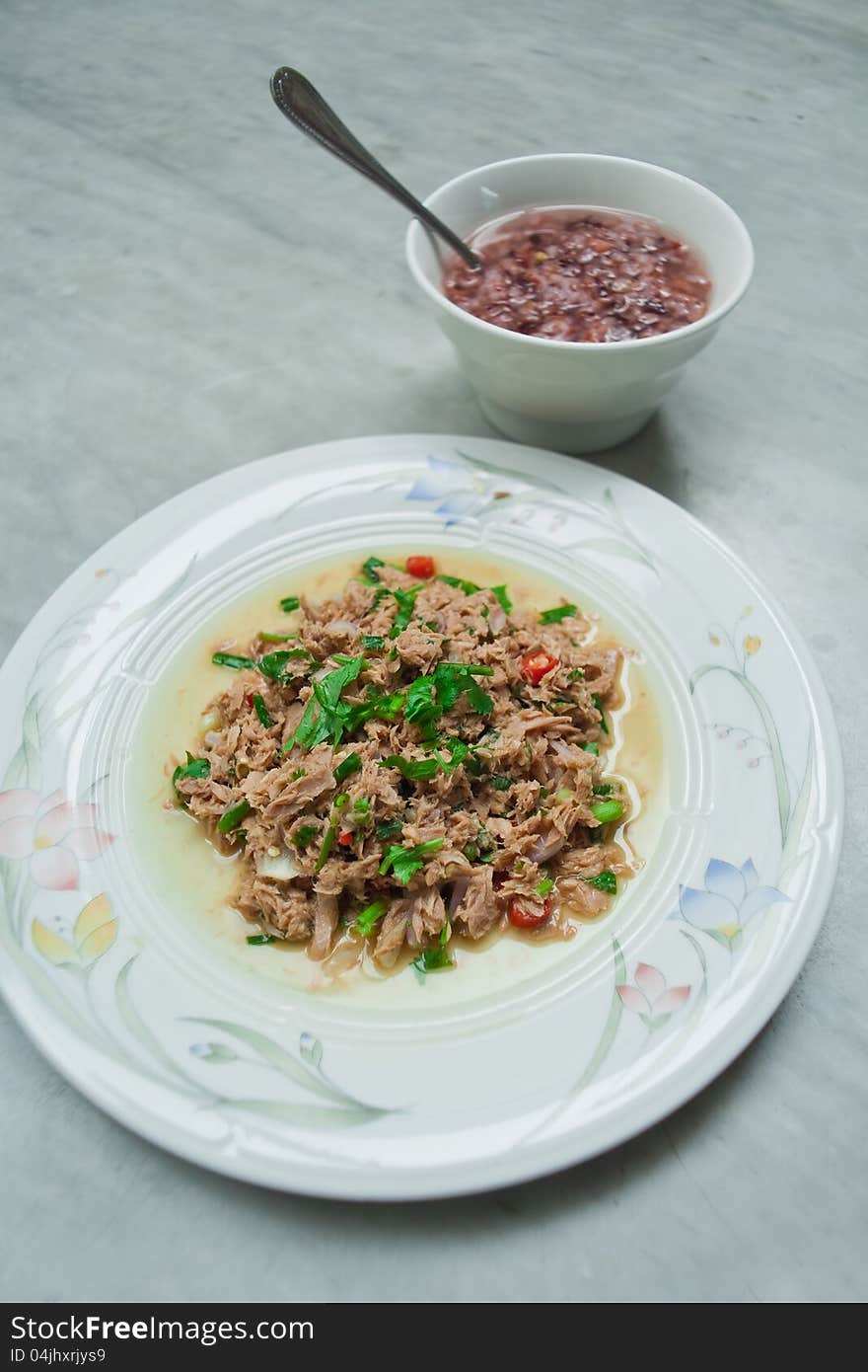 TUNA SALAD WITH RICE SOUP