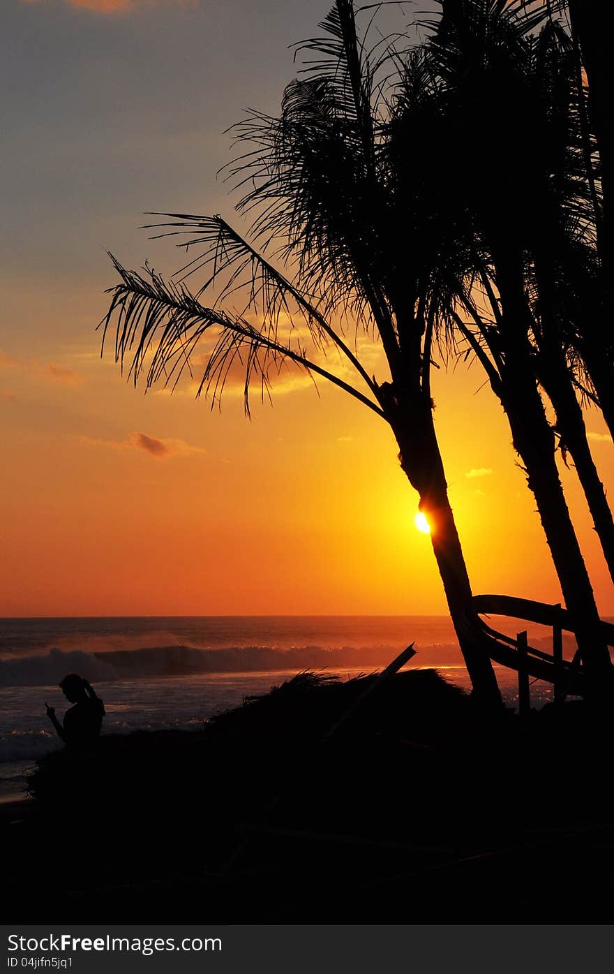 Sunset at Bali beach