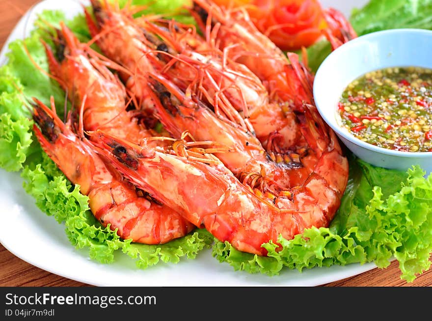 Fresh grilled shrimps