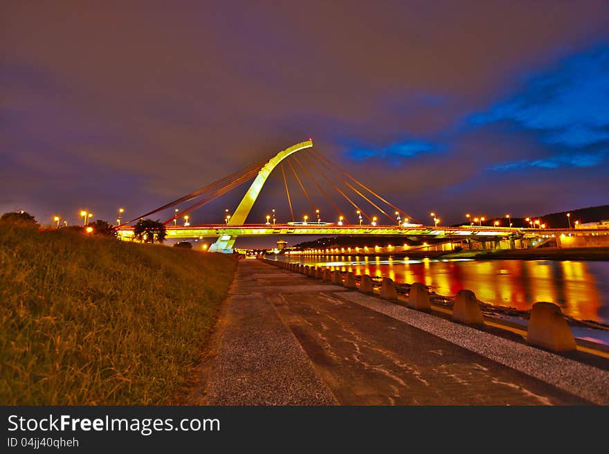 Taipei City At Night-- The bridge. Taipei City At Night-- The bridge