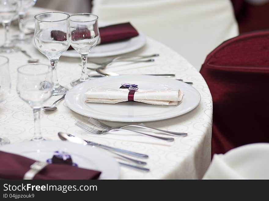 Elegant decoration of table in a restaurant