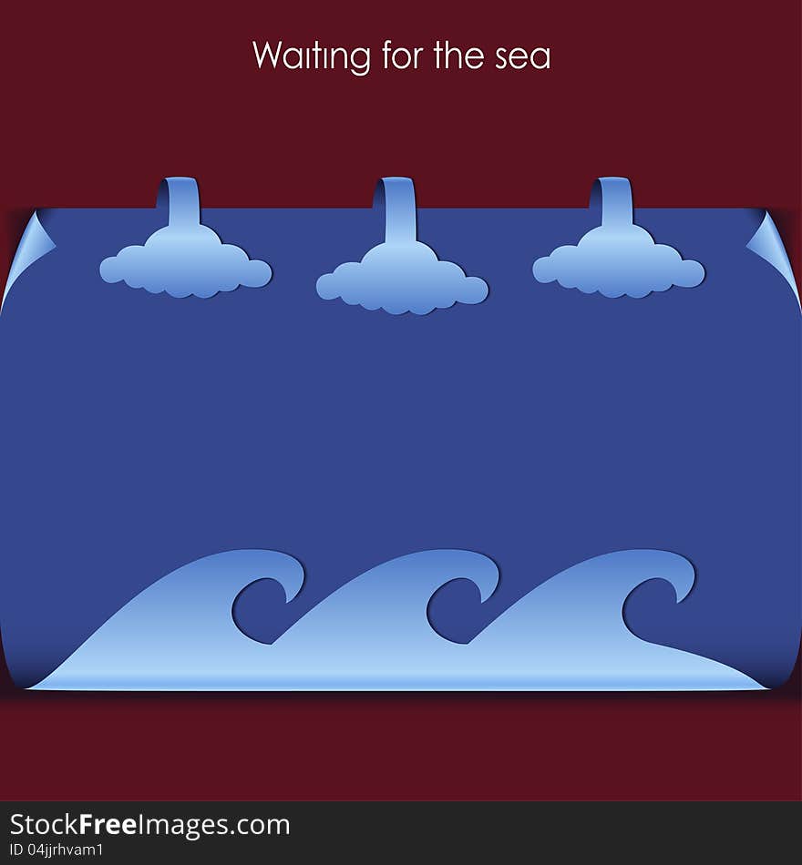 Paper sea and clouds. vector illustration