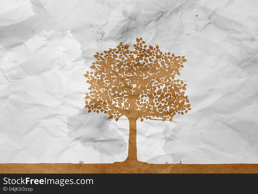 Tree design on white wrinkle paper. Tree design on white wrinkle paper