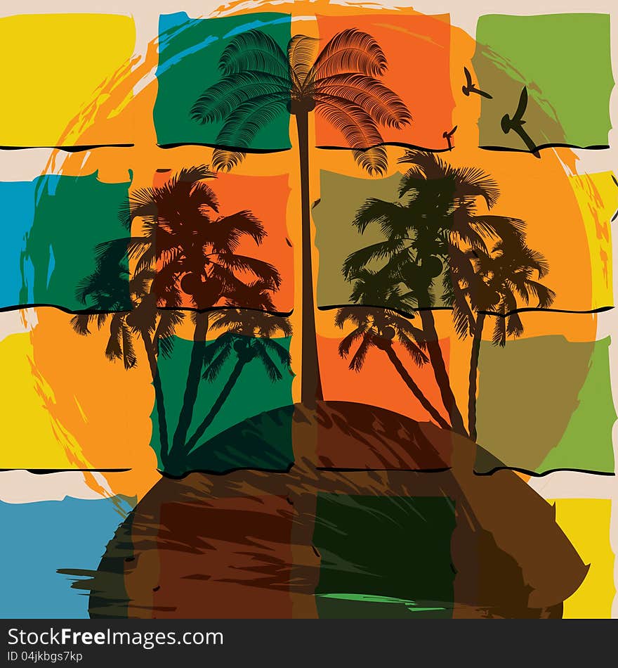 Summer tropical background with palms