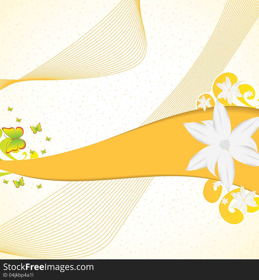 Abstract floral background with butterfly