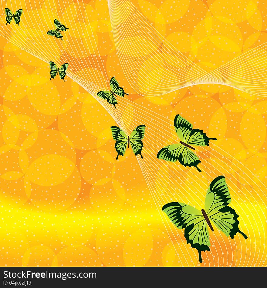 Orange yellow background with butterfly. Orange yellow background with butterfly