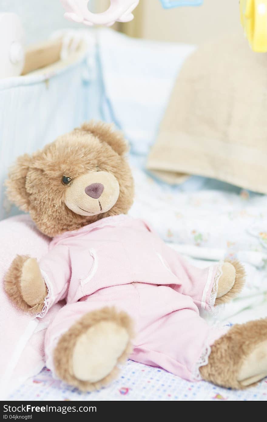 Teddy bear toy for a newborn