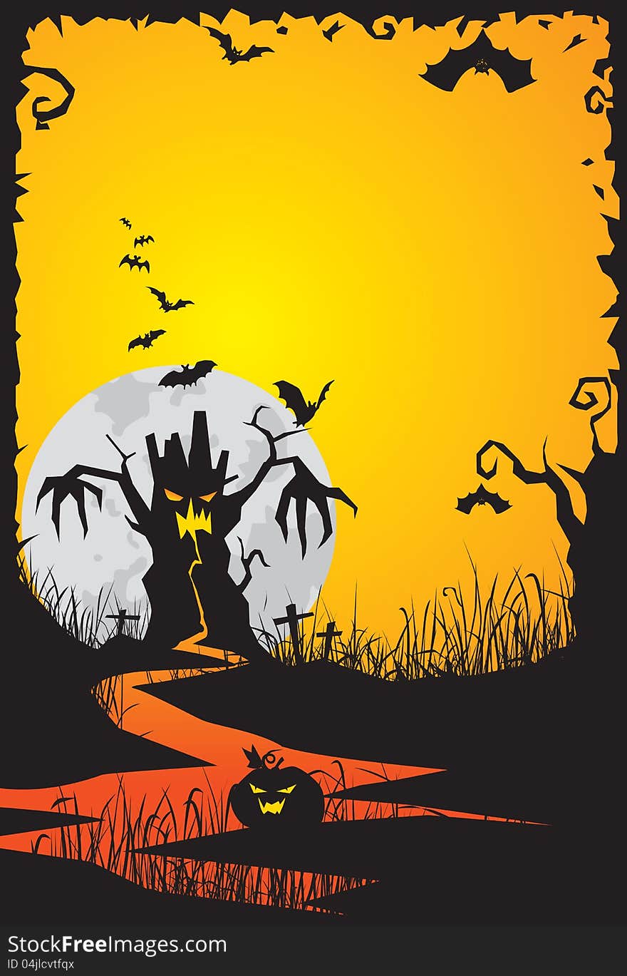 The celebration of Halloween night, Vector background.