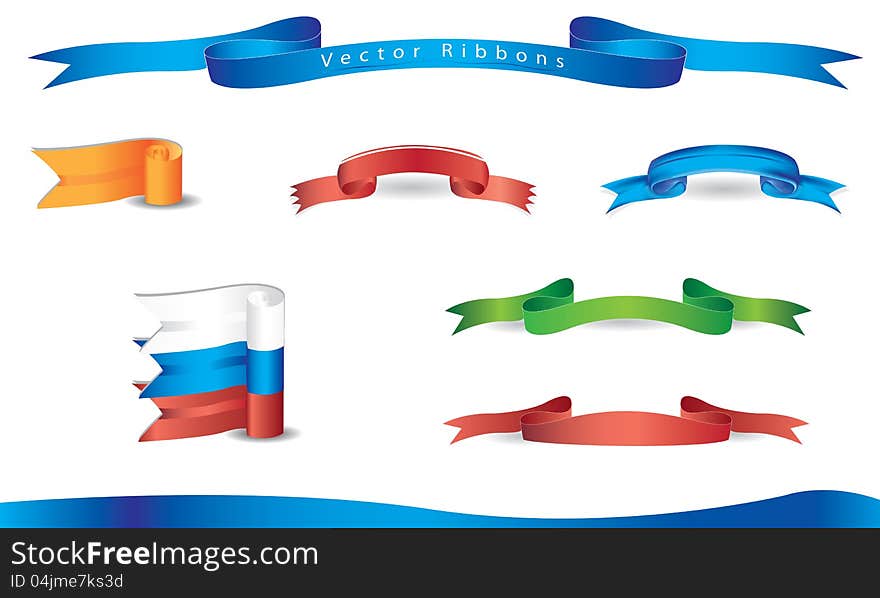 A set of colorful realistic  ribbons. A set of colorful realistic  ribbons