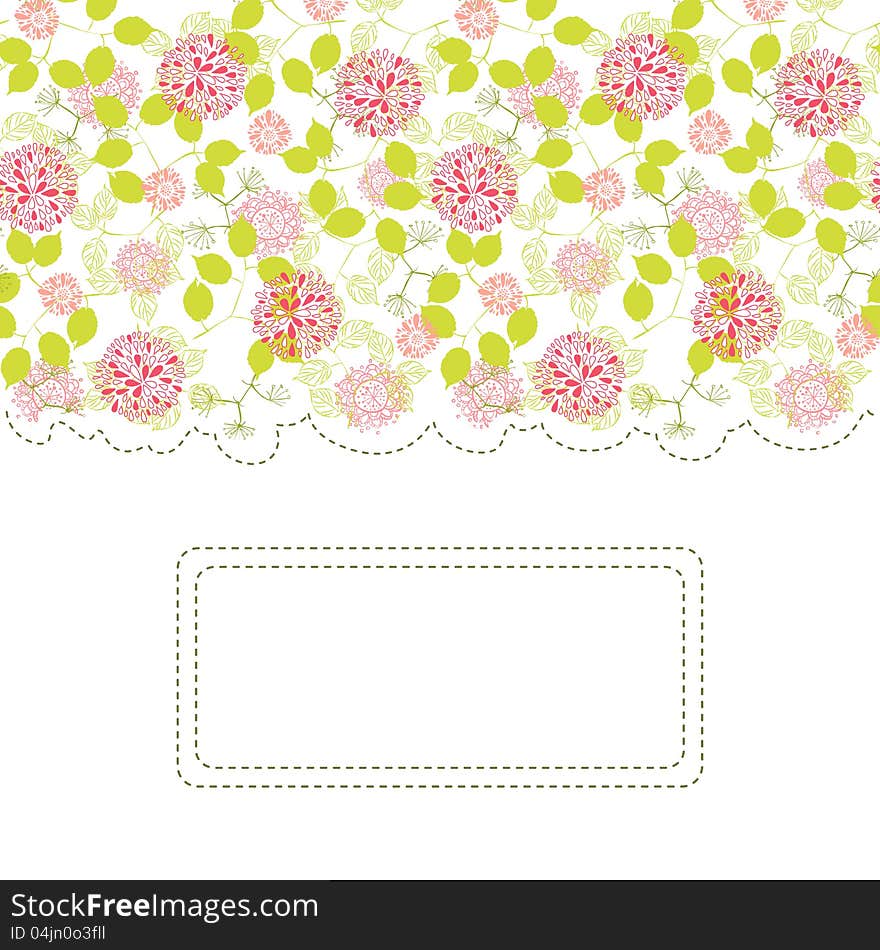 Vector summer background with flowers and leaves for card and invitation. Vector summer background with flowers and leaves for card and invitation