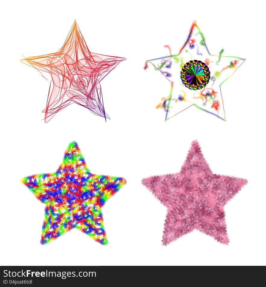 Illustration of abstract colorful stars on white background. Illustration of abstract colorful stars on white background.