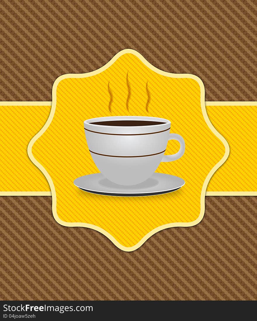 Illustration of card with cup of coffee background. Illustration of card with cup of coffee background.