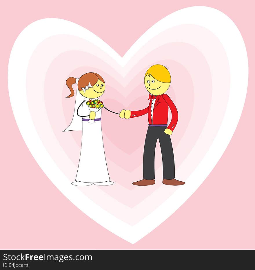 Represent lovely couple of a young man and a young woman who just married. There are pink love symbol behind them as the background. The love symbol was created by using blend effect while the square pink background use transparency effect (opacity 90%). This vector .ai10 file is editable and well layered. Represent lovely couple of a young man and a young woman who just married. There are pink love symbol behind them as the background. The love symbol was created by using blend effect while the square pink background use transparency effect (opacity 90%). This vector .ai10 file is editable and well layered.