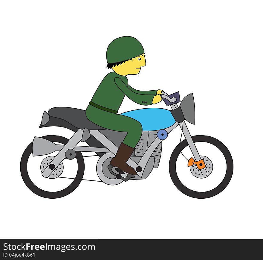 Soldier Riding Motorcycle