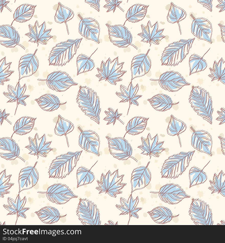 Vector seamless background with leaves