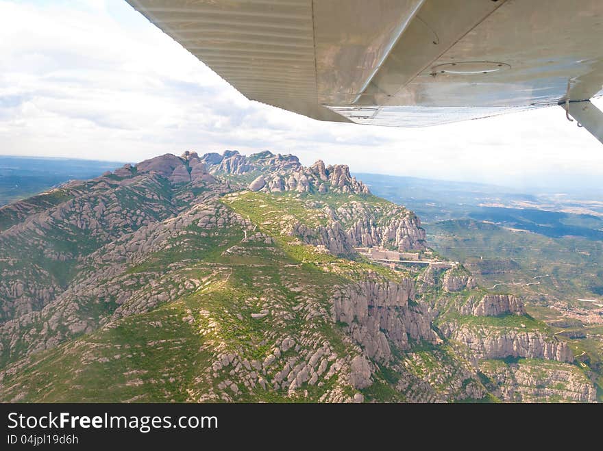 Flight over Montserrat. Catalonia, Spain.